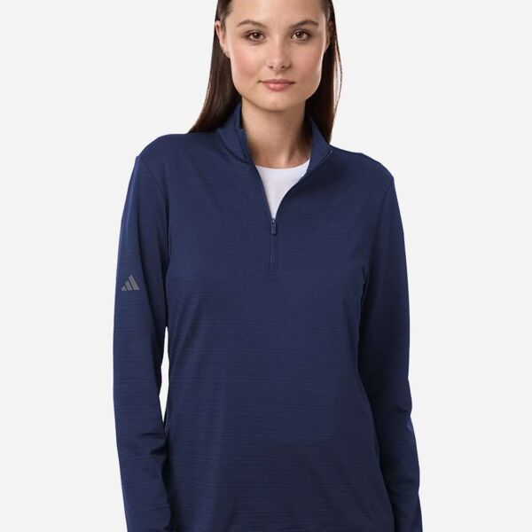 Adidas Women's Textured Stripe Quarter-Zip Pullover A709 Women's Textured Stripe Quarter-Zip Pullover Thumbnail
